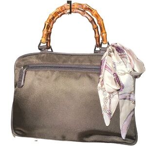 Gucci Brown Bag with Bamboo Handle and Scarf